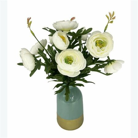 YOUNGS 12 in. Artificial Camellia Flower in Ceramic Vase 12657